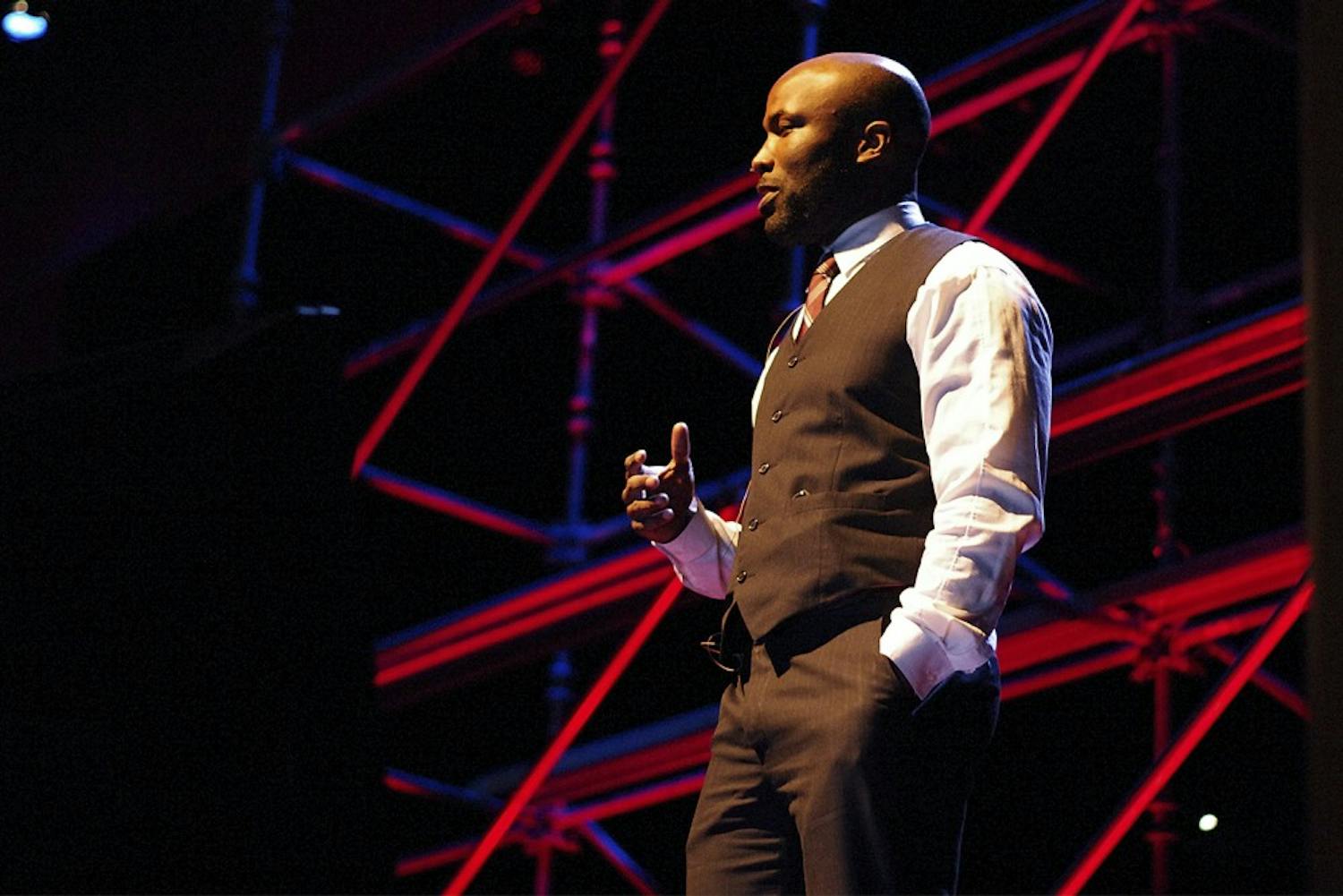 Venroy July, an attorney and boxer from New York, speaks at last year’s TedxUNC at Memorial Hall. This year’s conference will be held on Feb. 27.