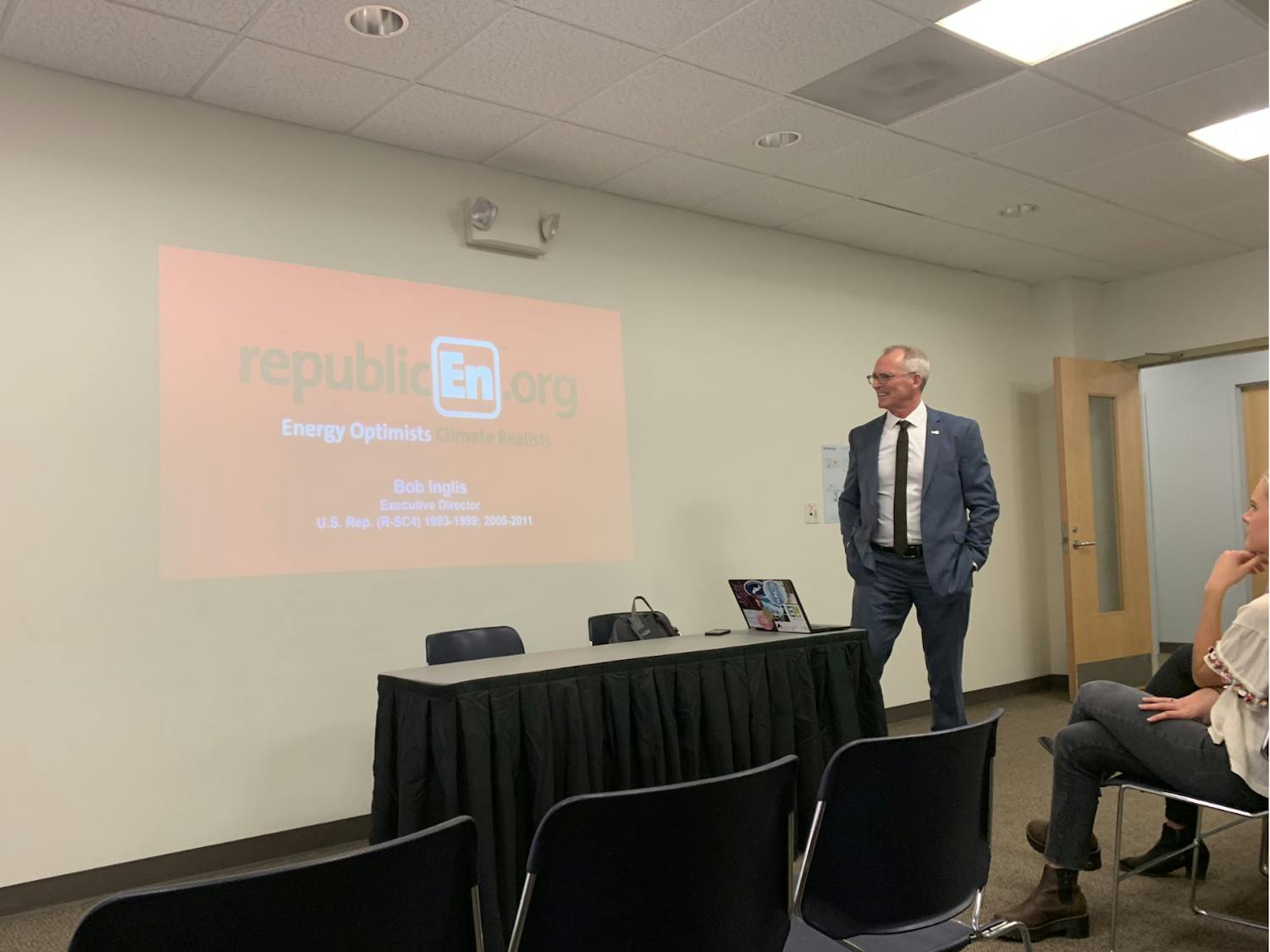 Former Congressman Bob Inglis came to UNC on Wednesday, Nov. 6, 2019 to talk about how conservatives can support climate change.&nbsp;