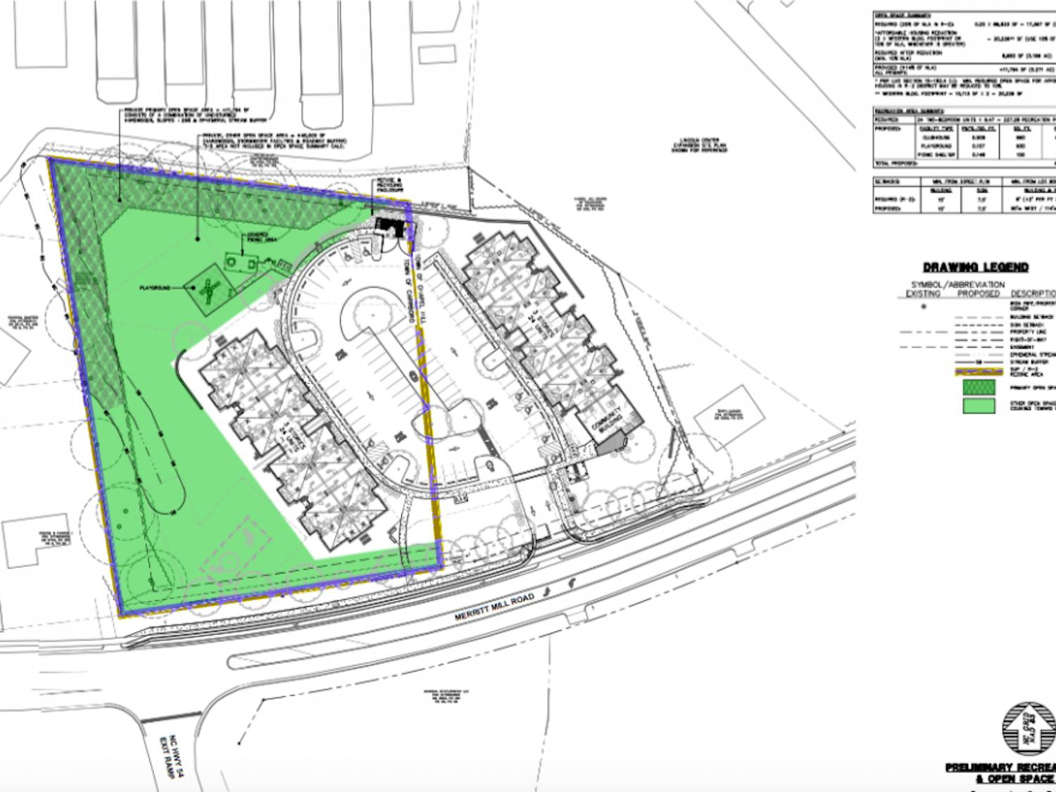 Layout of the affordable housing plans on South Merritt Mill Road. Photo courtesy of the Town of Carrboro.
