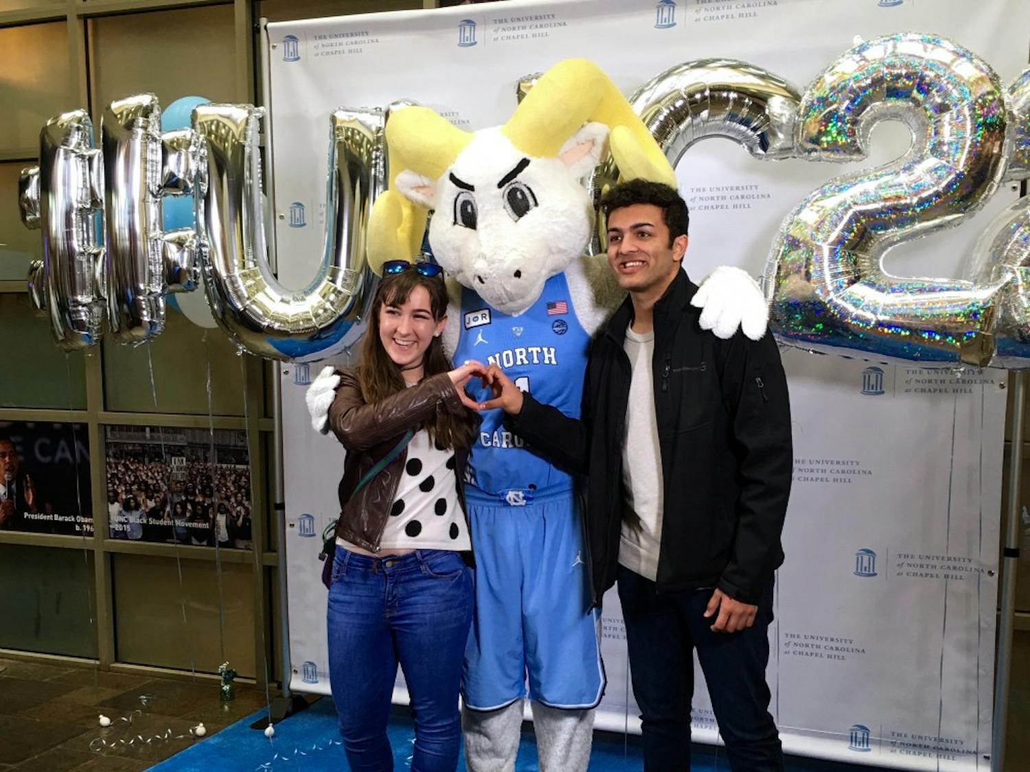 Lauren Kane (pictured left) and Sheel Patel (pictured right) at a UNC Class of 2022 event. (Photo courtesy of Sheel Patel)