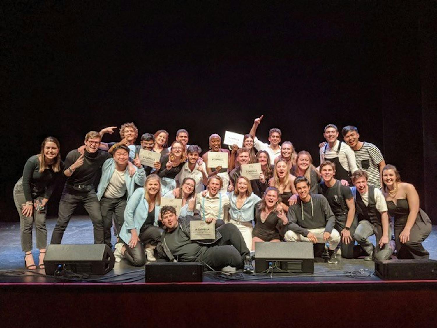 Two co-ed UNC a cappella groups, The Tarpeggios and Tar Heel Voices, placed first and second, respectively, at the International Championship of Collegiate A Cappella South Region quarterfinals on Feb. 1. Photo courtesy of Lauren Gornto.