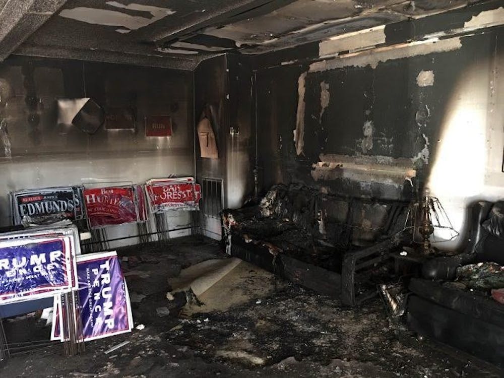 A GOP office was firebombed in Hillsborough. Photo courtesy of North Carolina GOP.&nbsp;