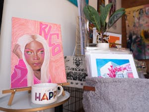 Art by the student-run company MadGriffin Studio sits inside of Drift Marketplace in Chapel Hill, N.C. on March 22nd.