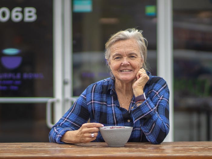 Paula Gilland, the owner and CEO of Purple Bowl, an eatery in downtown Chapel Hill, has run the restaurant since its inception. She came up with the idea to bring California-style açaí to Chapel Hill in 2017.