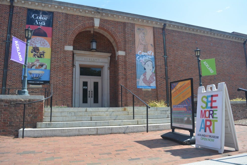 <p>The Ackland Art Museum is a museum and academic unit of The University of North Carolina at Chapel Hill located on S Columbia Street. Photo courtesy of Molly Sprecher.&nbsp;</p>