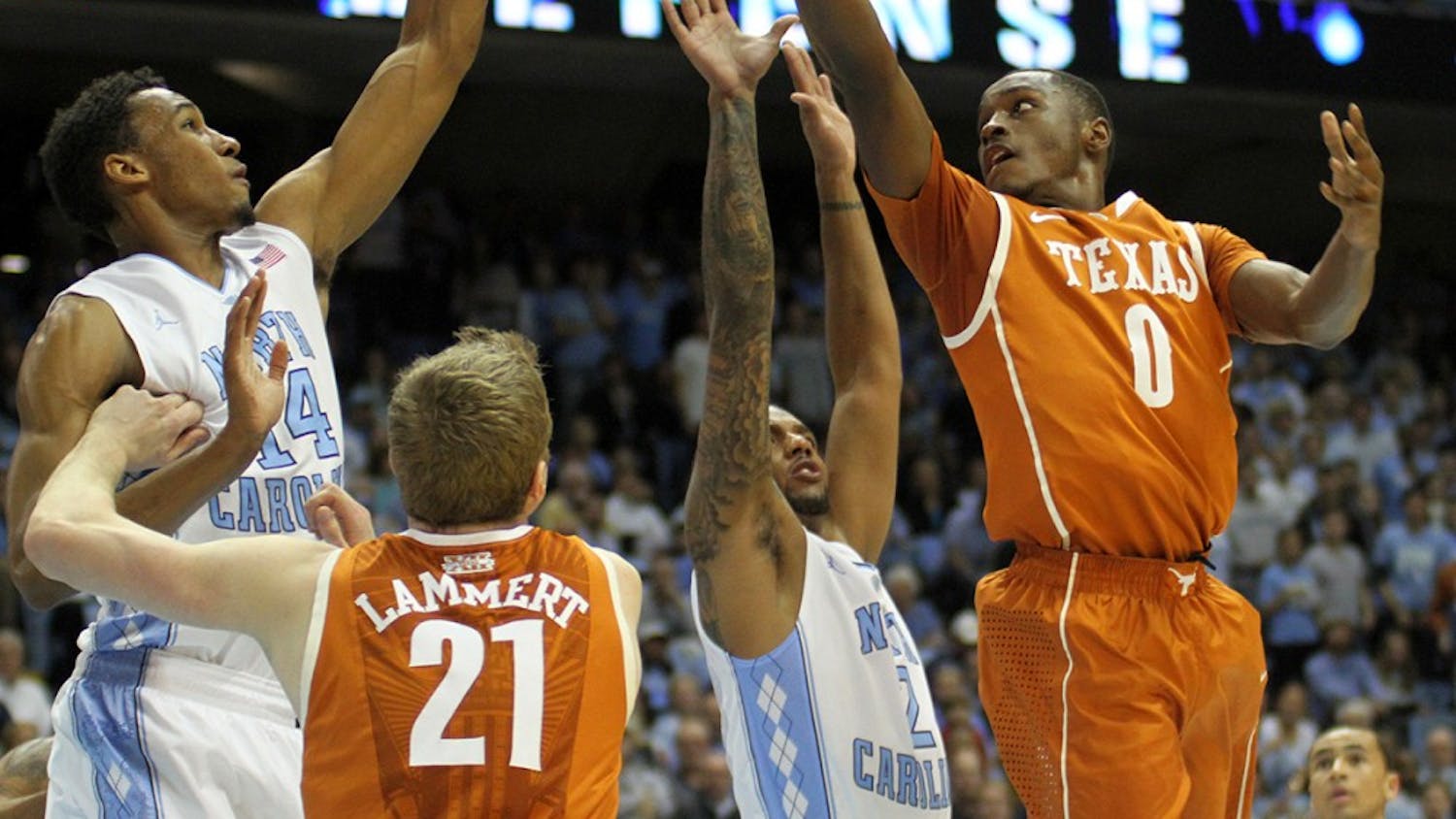 	The Texas Longhorns defeat the Tar Heels 86-83 in Chapel Hill on Wednesday night.