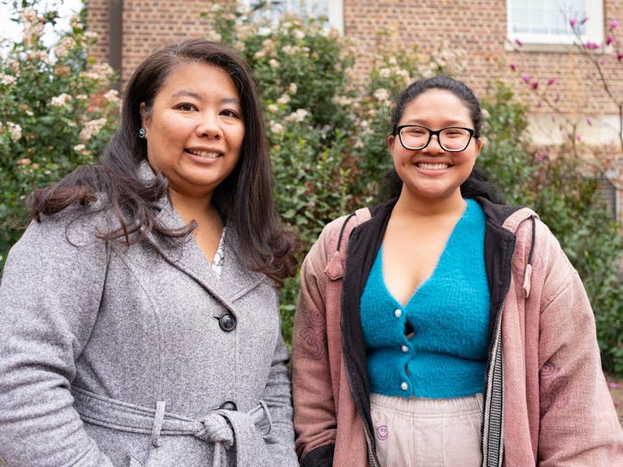Jessica Lambert Ward, Director of Carolina Collaborative for Resilience, poses with UNC student Isabella Chow Kai. The Carolina Collaborative for Resilience provides supportive mentorship to students.