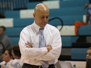 UNC Coach Joe Sagula disappointed with his team's performance against UVA on Sunday October 14th in Carmichael arena. 