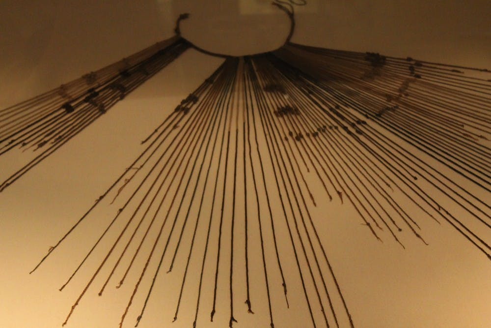 	<p>Author&#8217;s picture of a quipu from a Lima archaeology museum.</p>