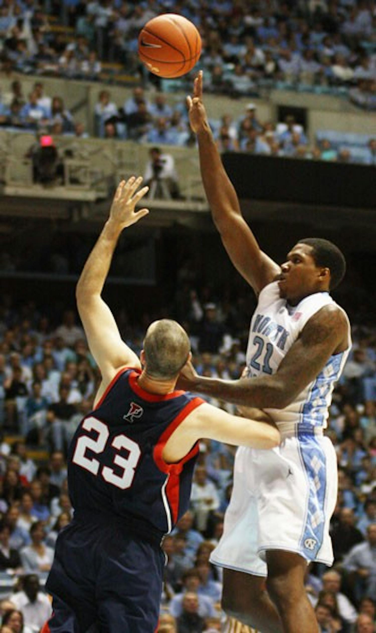 Senior Deon Thompson will help shoulder some of the scoring load left by departing forward Tyler Hansbrough. DTH File Photo