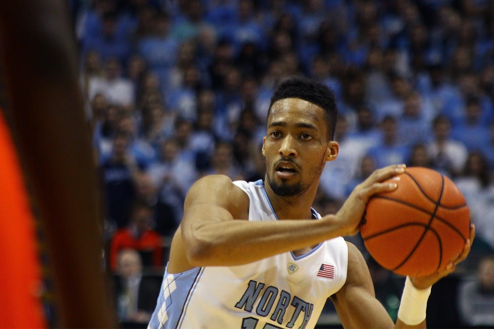 Junior forward J.P. Tokoto (13) didn't start Saturday night in UNC's 79-68 win over Boston College. Tokoto had nine points in 29 minutes. 