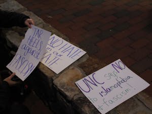 Protestors created a variety of signs and posters before the Sebastian Gorka's November speech on campus.