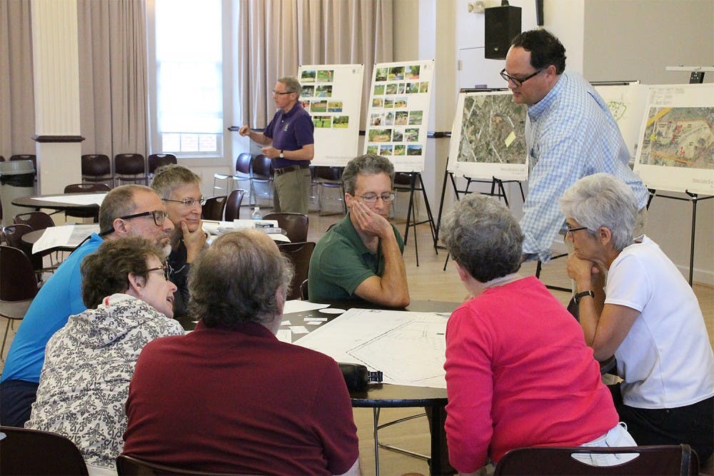 Community members participate in a input session about the future development of Martin Luther King Jr. Park at the Carrboro Century Center on Saturday morning.