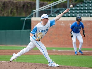 Sophomore left-handed pitcher Will Sandy (41) pitches the ball at the game against Duke on Saturday Apr. 10 2021 at Boshamer Stadium. UNC lost 2-4.