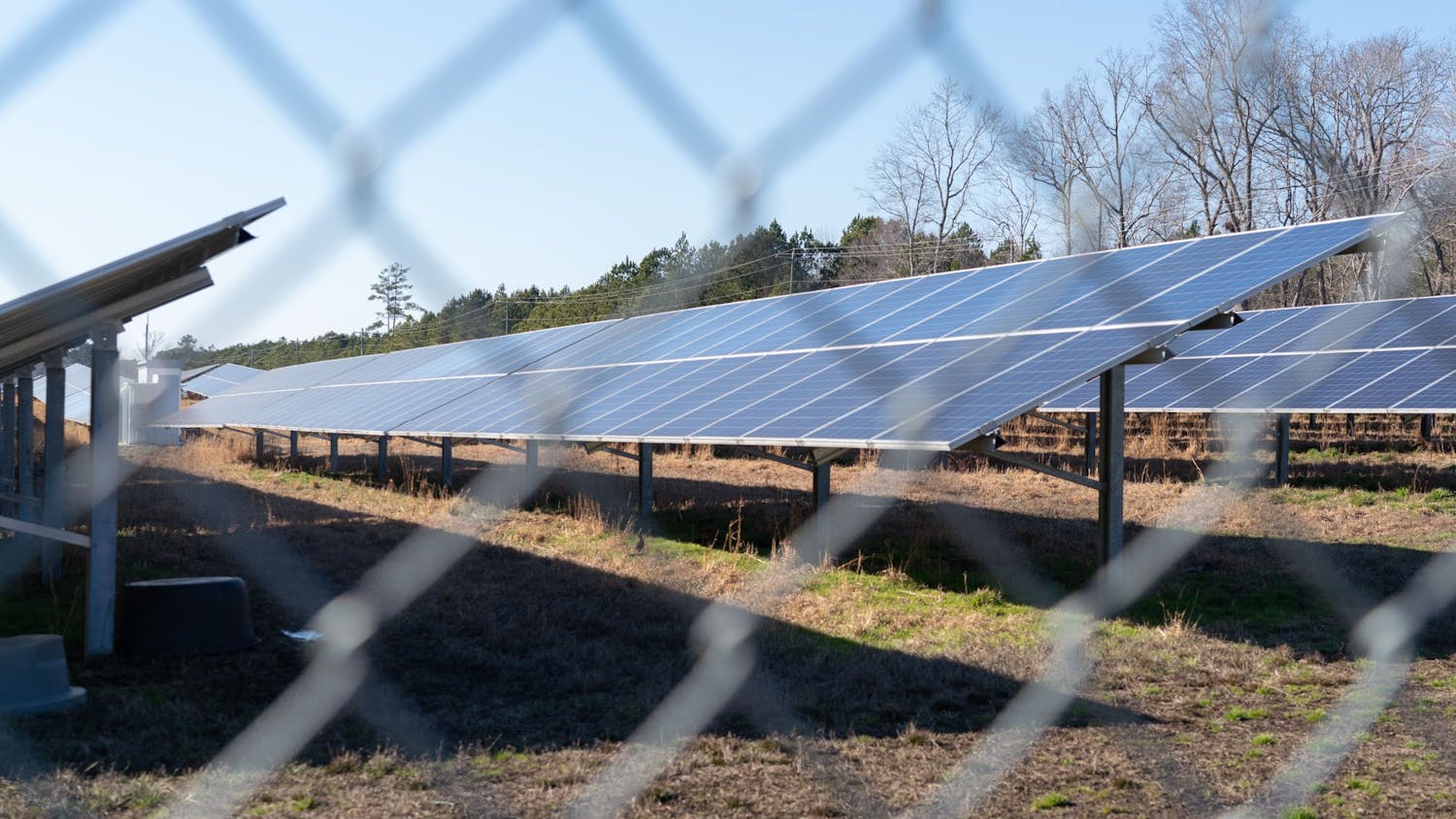 Solar panels sit at the solar farm on White Cross Road in Chapel Hill on Thursday, Jan. 27, 2022.
