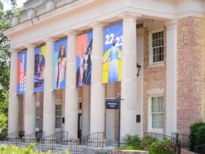 Memorial Hall is draped in CPA banners for their 22'-23' season on August 7, 2022. Carolina Performing Arts shares their Fall 2022 schedule of events on their website.