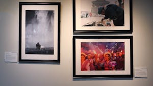 Student photography is being featured in the FedEx Global Center as part of an exhibition highlighting study abroad programs on Jan. 23, 2022.
