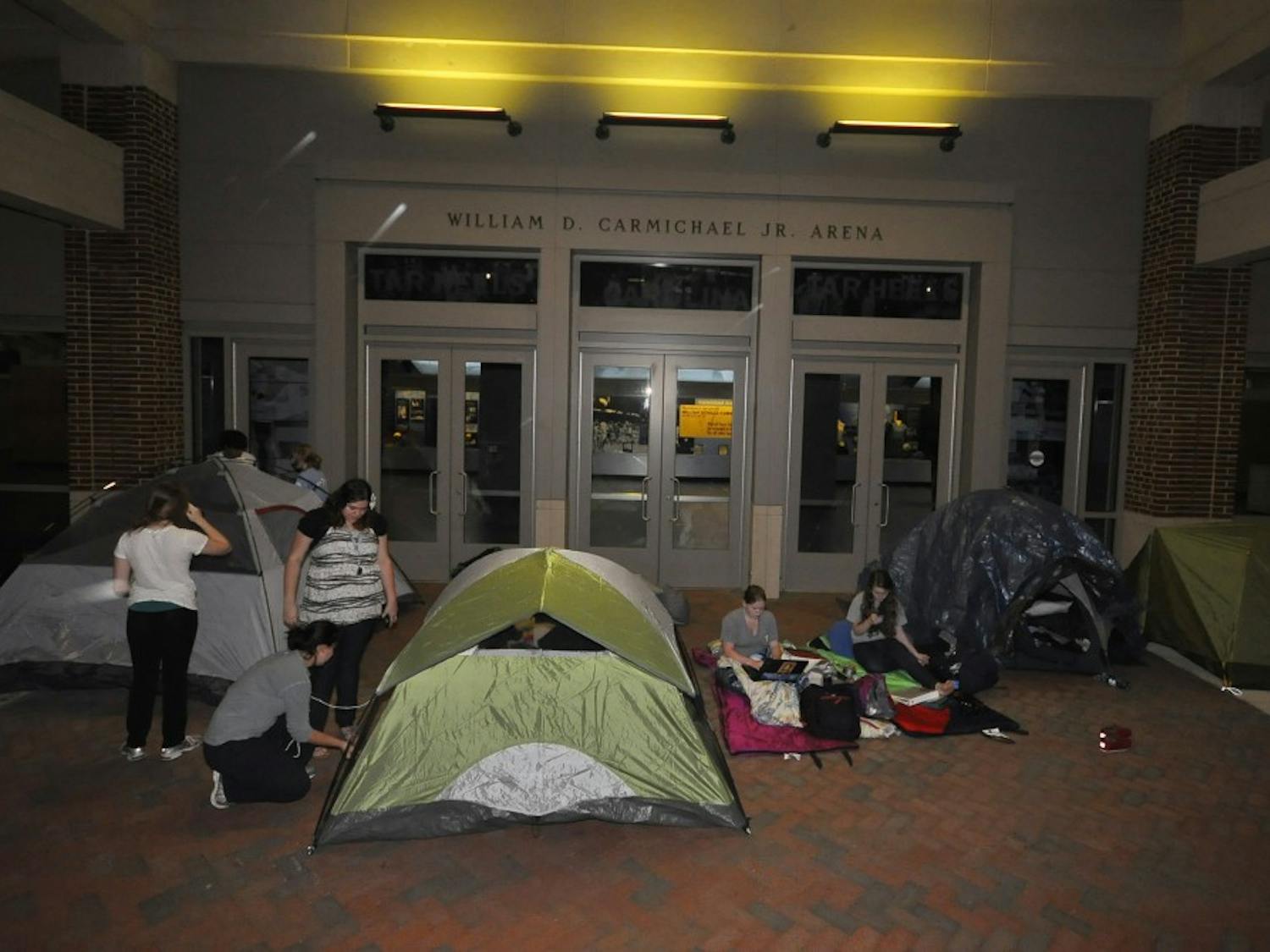 	President Barack Obama will visit UNC&#8217;s campus to give a speech in Carmichael Arena and tape an episode of Late Night with Jimmy Fallon on Tuesday. In the days leading up to the events, students wait in line for tickets to the speech and the taping.