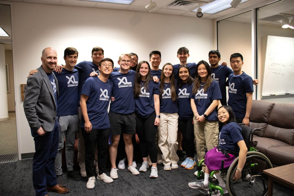 <p>Community members of the UNC Computer Science Experience Labs (CSXL) pose for a portrait on Wednesday, March 8, 2023 in Sitterson Hall.</p>