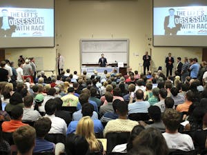Ben Shapiro speaks at The Left's Obsession With Race: An Evening with Ben Shapiro, presented by UNC College Republicans in Caroll Hall on Wednesday night.