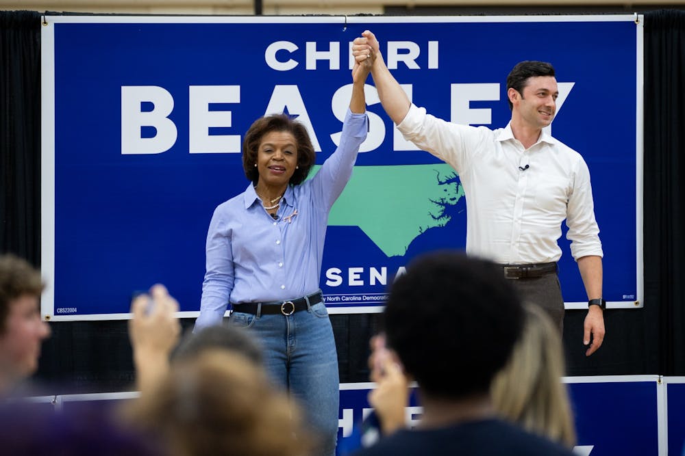 Cheri Beasley, NC U.S. Senate candidate, visits UNC with Sen. Jon Ossoff