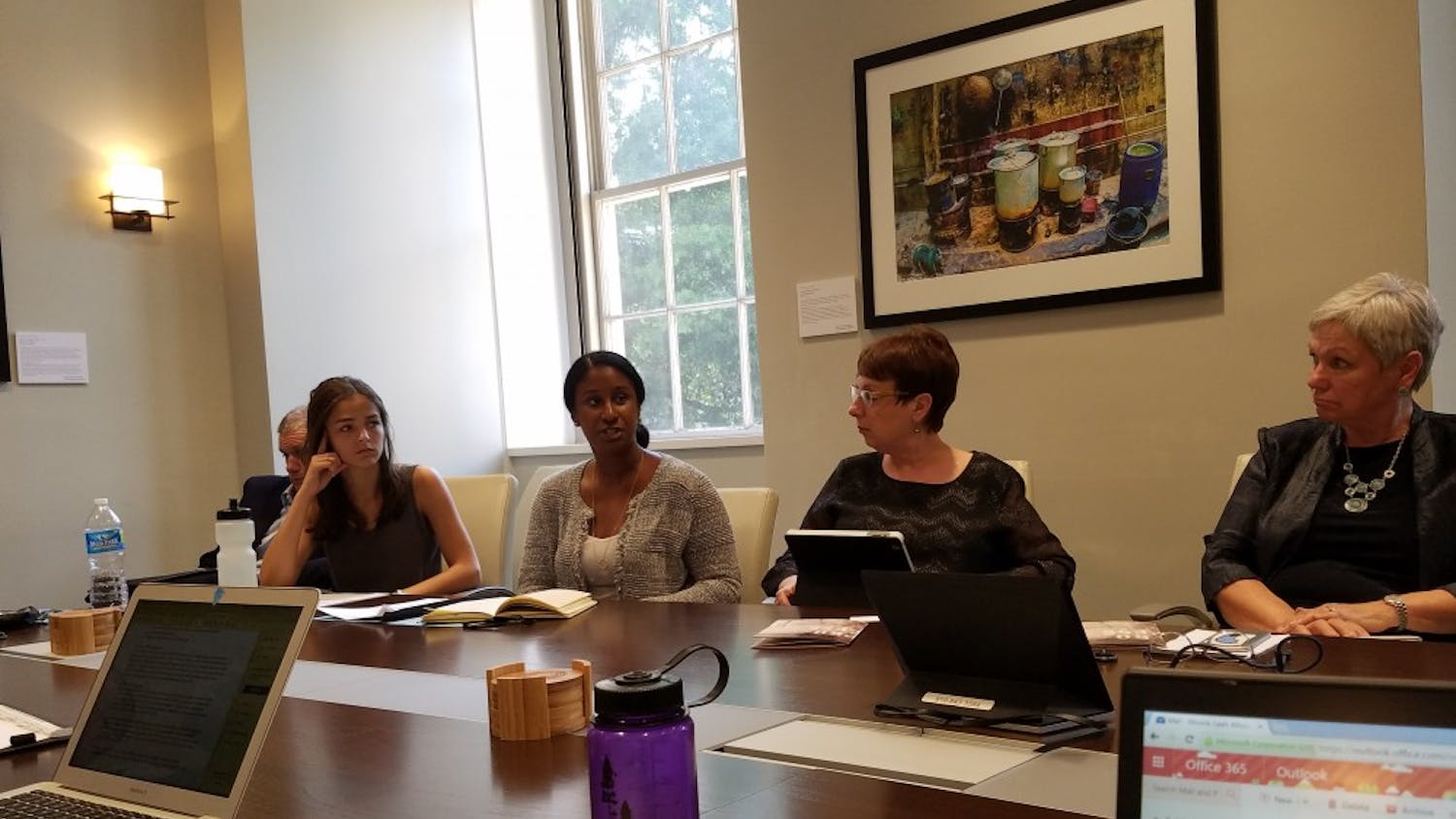 From left to right&nbsp;Morgan McLaughlin,&nbsp;Ada Wilson, Rhonda Gibson and Judith Webb discuss LGBTQ life at Friday's meeting.