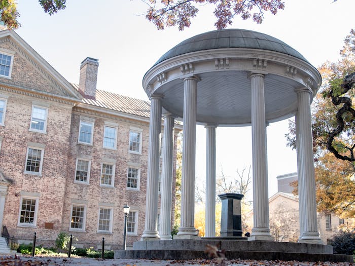 The Old Well and the South Building are pictured on campus on Nov. 17, 2021. 