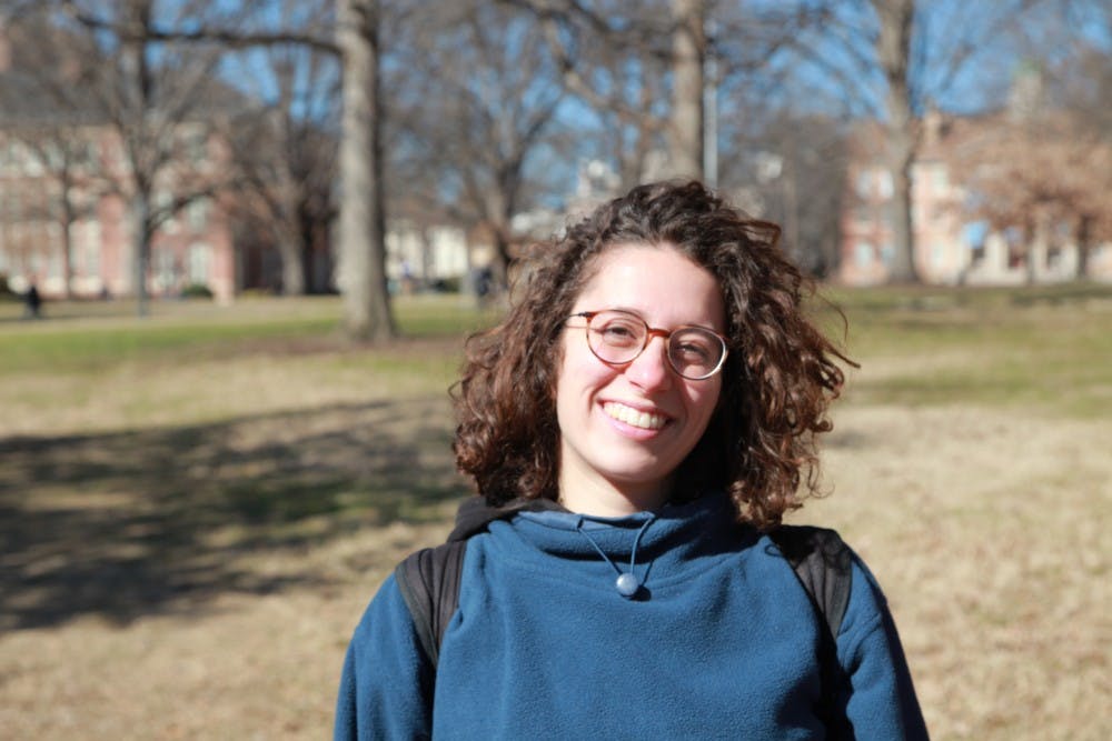 <p>Lora Razzon, a junior and biology major, gives her thoughts on Folt's last day on the upper quad Thursday, Jan.30, 2018.&nbsp;</p>