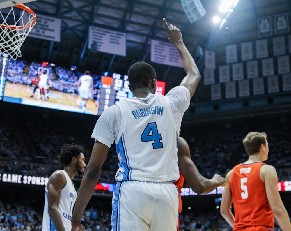 UNC's senior guard Brandon Robinson during a game against Clemson at the Dean Smith Center on Saturday, Jan. 11, 2020. Clemson defeated UNC for the first time in Chapel Hill 79-76.