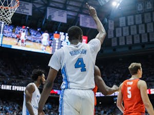 UNC's senior guard Brandon Robinson during a game against Clemson at the Dean Smith Center on Saturday, Jan. 11, 2020. Clemson defeated UNC for the first time in Chapel Hill 79-76.
