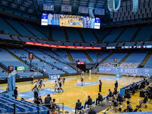 Wake Forest takes a free throw in the Dean Smith Center Jan. 20, 2021. The Tar Heels beat the Demon Deacons 80-73.