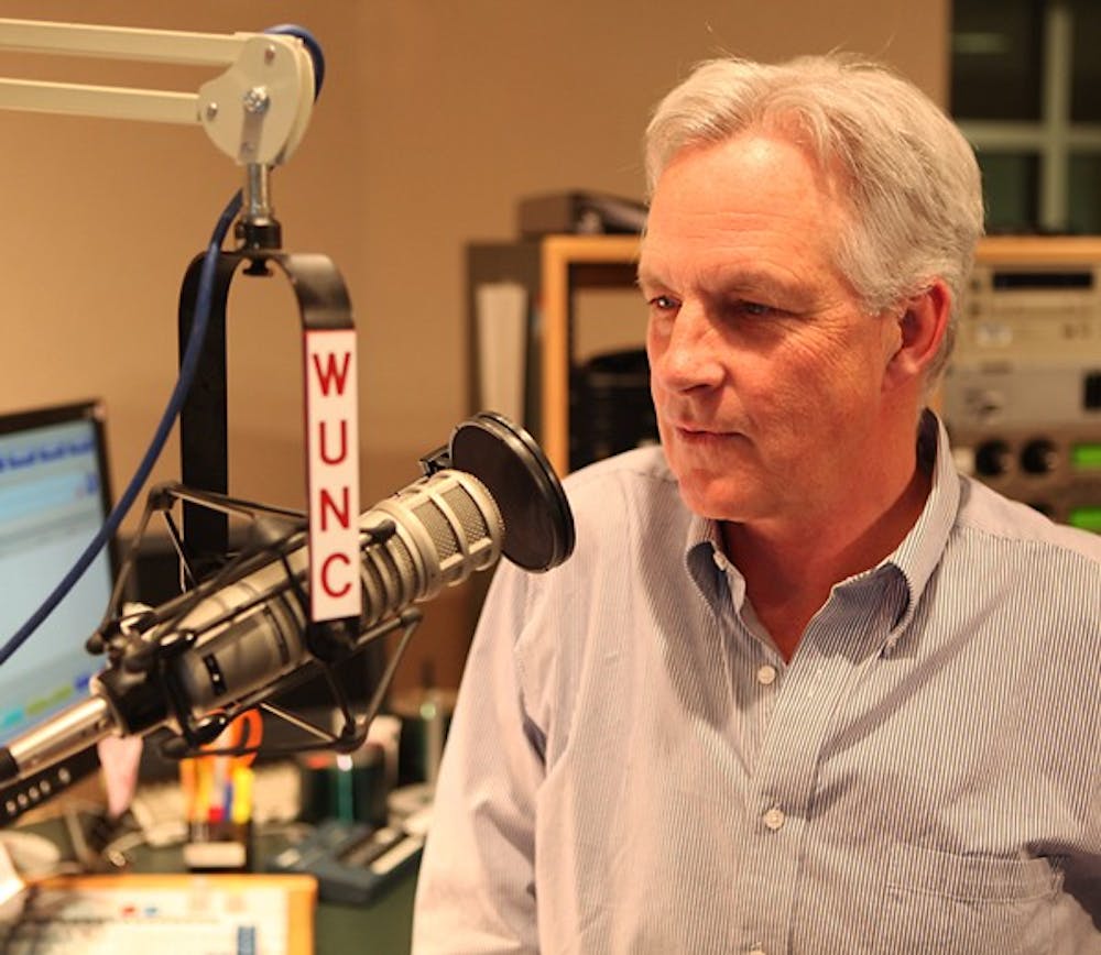 Dick Gordon, host of WUNC’s program “The Story,” broadcasts Wednesday.  DTH/ Will Cooper