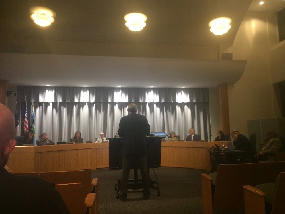 Planning Director Ben Hitchings speaks at Wednesday's town council meeting. 