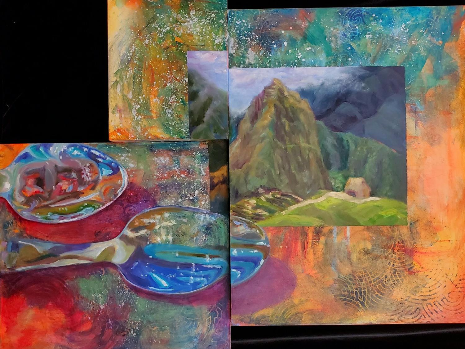 Some of the artwork by UNC graduate Oona Lewis that will be on display at her art exhibit at the Vecino Brewing Co. in Carrboro that will benefit Nepali human trafficking. Photo courtesy of Oona Lewis.