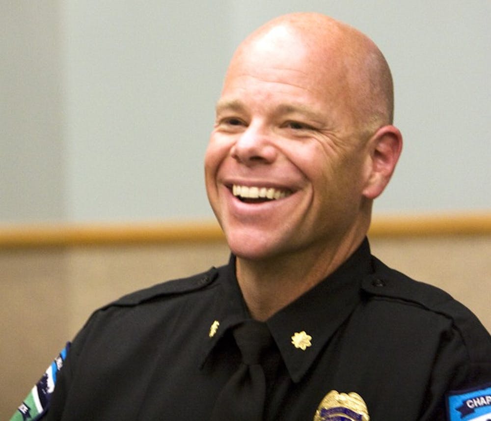 <p>Chris Blue is named Chapel Hill’s new police chief by Town Manager Roger Stancil on Monday, Nov. 15, 2010. Blue will officially take office on Dec. 1, 2010.</p>