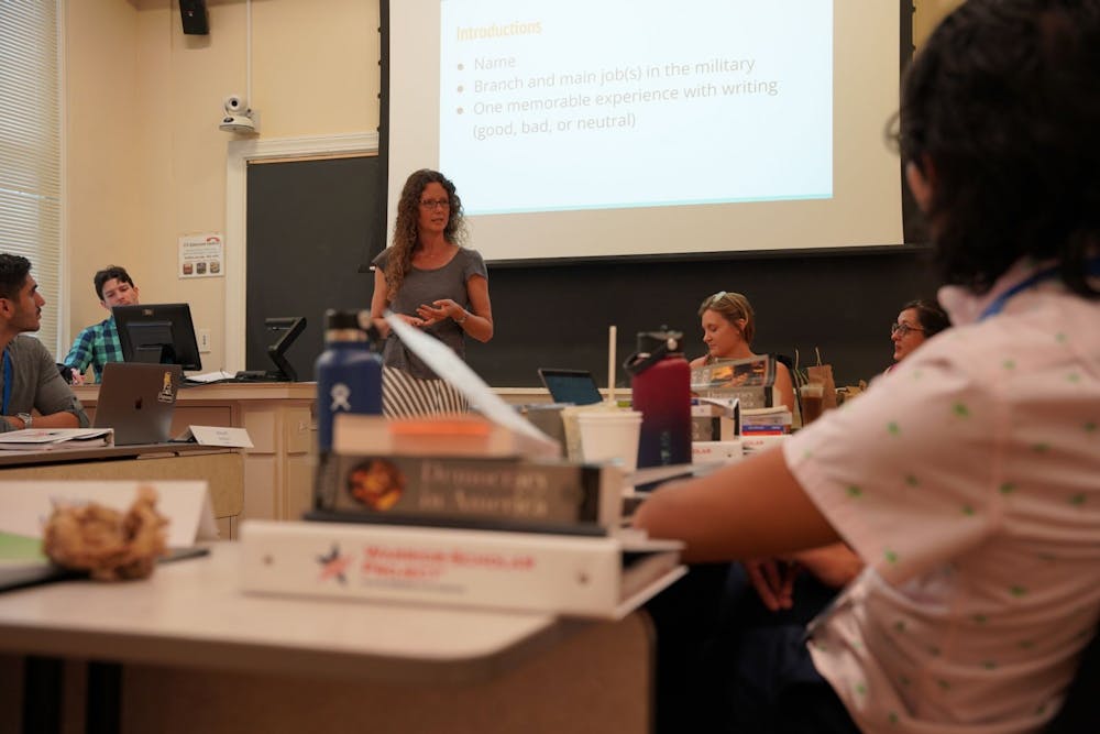 <p>Eight veterans participated in an academic boot camp held last week at UNC. Photo courtesy of Conor Abbamonte.</p>