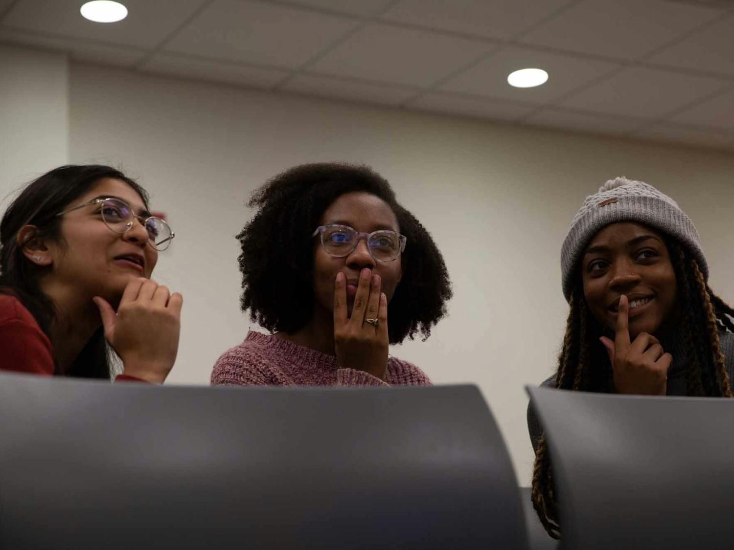Members of The Bridge play Kahoot! on Thursday, March 5, 2020 during their fourth anniversary. The Bridge serves as a safe pace for many women of color on campus.