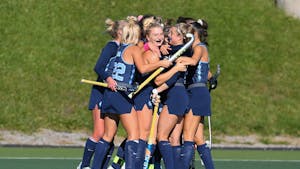 UNC field hockey players celebrate after beating Virginia 1-0 and winning the ACC tournament on Nov. 7 in Syracuse. Photo courtesy of ACC. 