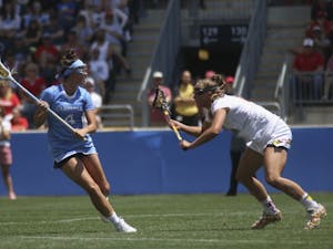 UNC midfielder Marie McCool looks for an open teammate to pass to in the 2016 national championship in Talen Energy Stadium.