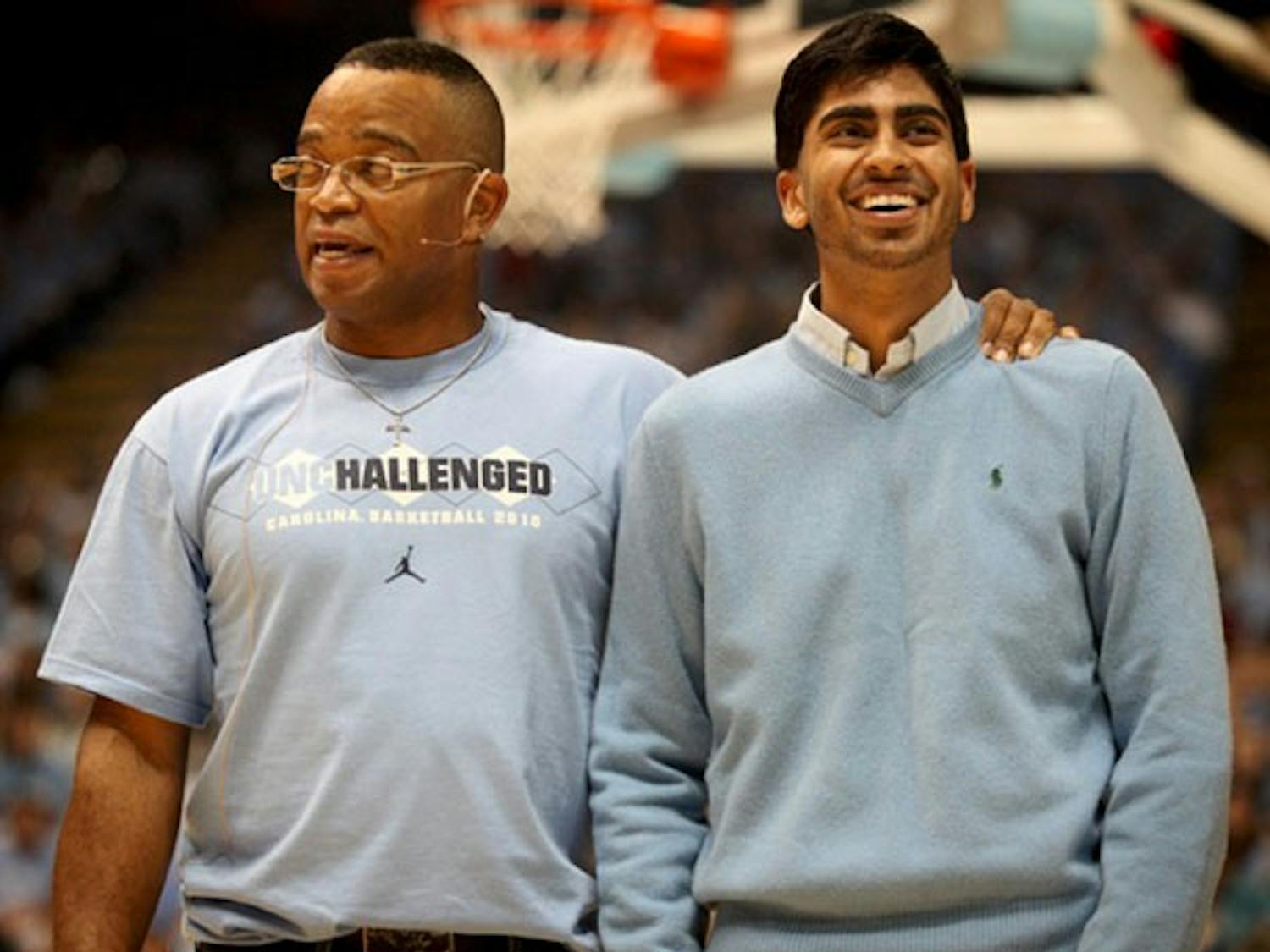 Anoop Desai makes an appearance with Stuart Scott at Late Night With Roy in October. Courtesy of Carly Brantmeyer.