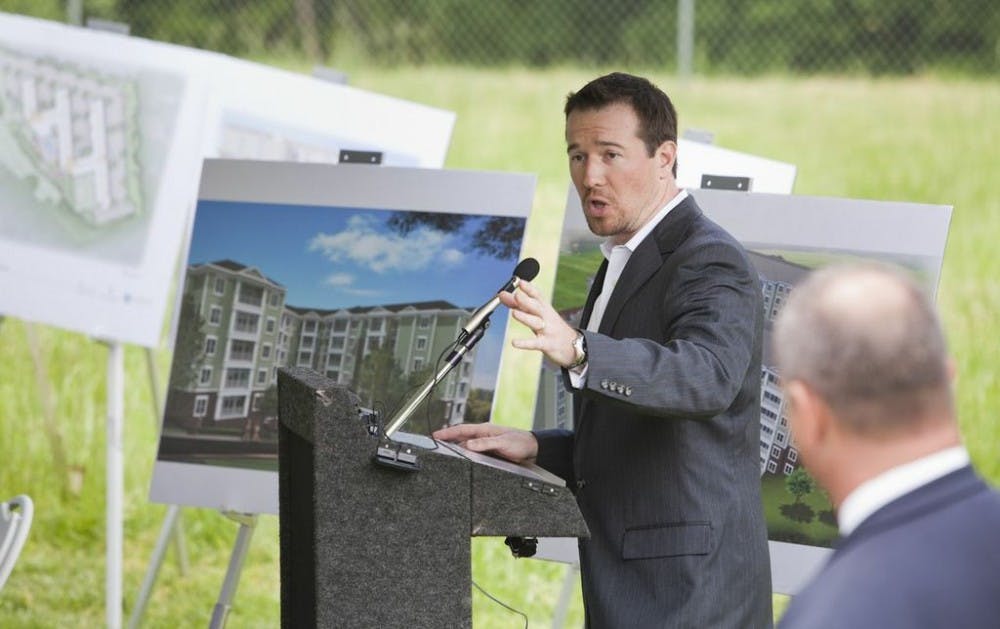 	Loren P. King, COO and General Counsel for Trinitas, speaks at Wednesday&#8217;s groundbreaking. Photo courtesy Kevin Seifert, Kevin Seifert Photography.