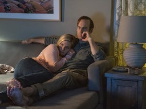 Rhea Seehorn, left, as Kim Wexler and Bob Odenkirk as Jimmy McGill in "Better Call Saul." (Greg Lewis/AMC/Sony Pictures Television/TNS)