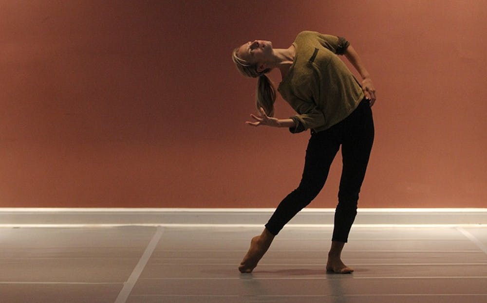 Dancer Olivia Ancona showcases some choreography from the upcoming L-E-V ensemble performance at Memorial Hall. 