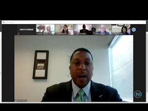 UNC Board of Governors Racial Equity Task Force chair Darrel Allison speaks at the virtual meeting on Thursday, July 9, 2020.