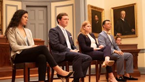 (Left to right) Ashton Martin, Jack Noble, Jane Tullis and Tarik Woods participated in the Student Body Presidential Debate on Thursday, Feb.7, 2019.  The Dialectic and Philanthropic Societies hosted the event in New West in front of a small audience comprised of UNC-Chapel Hill students.