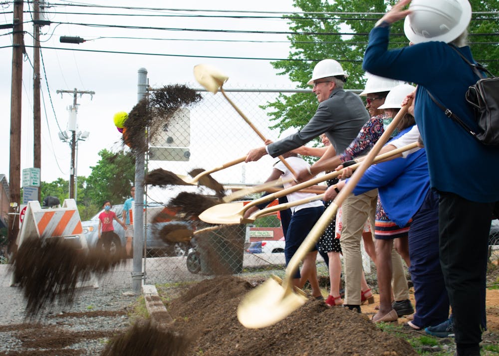 Government officals break the ground at the groundbreaking event for the 203 Project on Thurday, April 5, 2022.