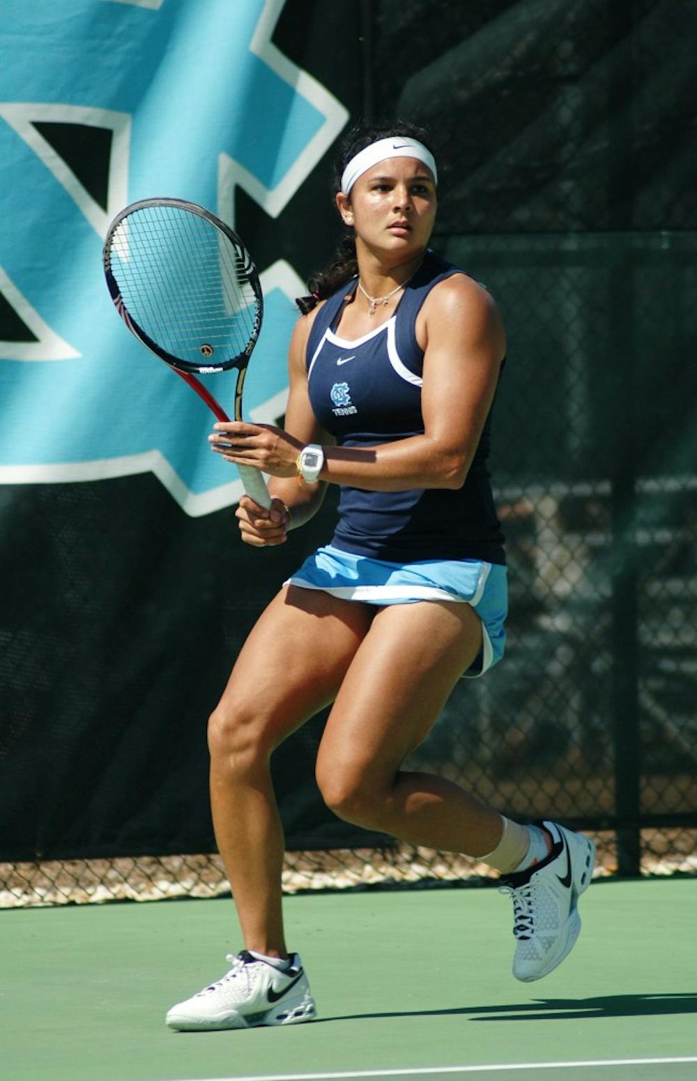 	Florida native Gina Suarez-Malaguti felt at home this weekend in the women&#8217;s tennis team&#8217;s road swing at Miami and Florida State. Suarez-Malaguti won her singles match against FSU to help her team rally for the win against the No. 30 Seminoles. 