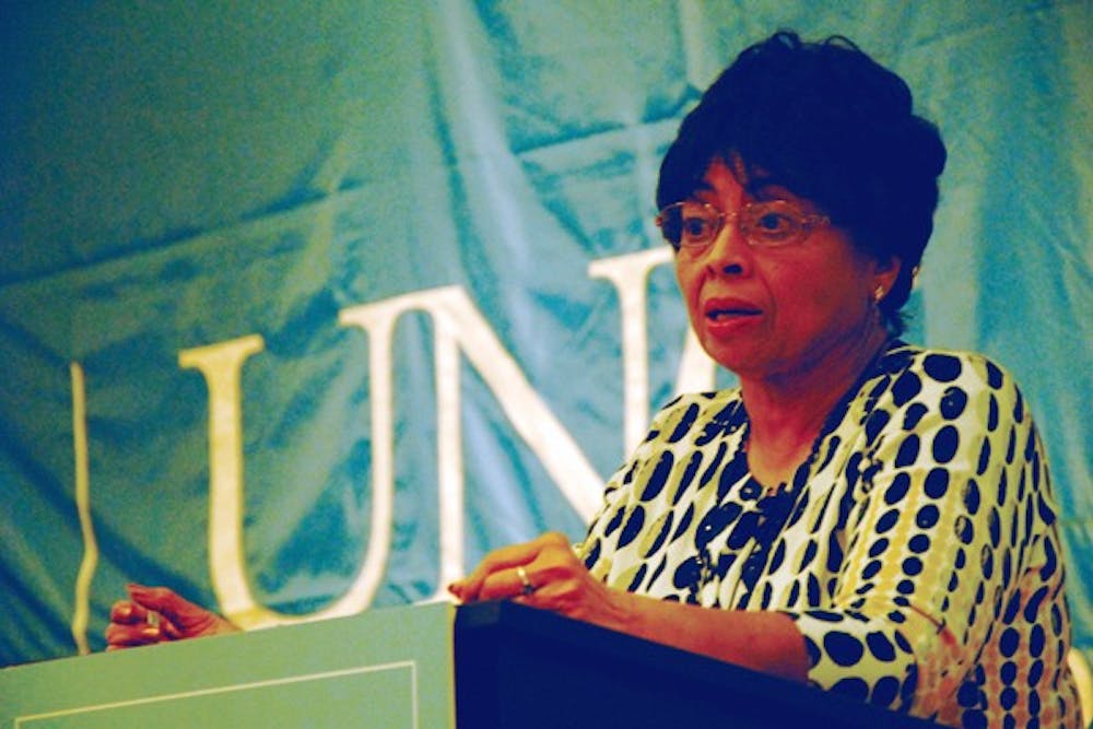 Karen Parker, the first black woman undergraduate at UNC, delivered a speech Monday night. DTH/Helen Woolard