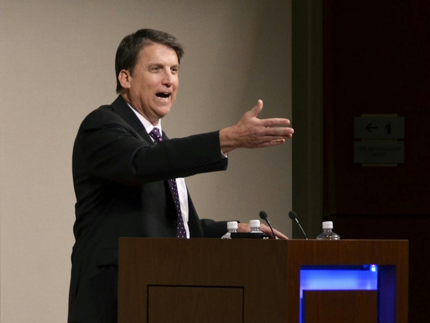 Former Gov. Pat McCrory spoke to leaders of UNC system schools about his plans for the development of education in North Carolina in January 2015.
