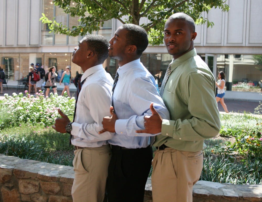 Omar Glover, Terence McPherson and DaShon Williams (left to right), the three remaining members of the UNC chapter of Alpha Phi Alpha fraternity. 